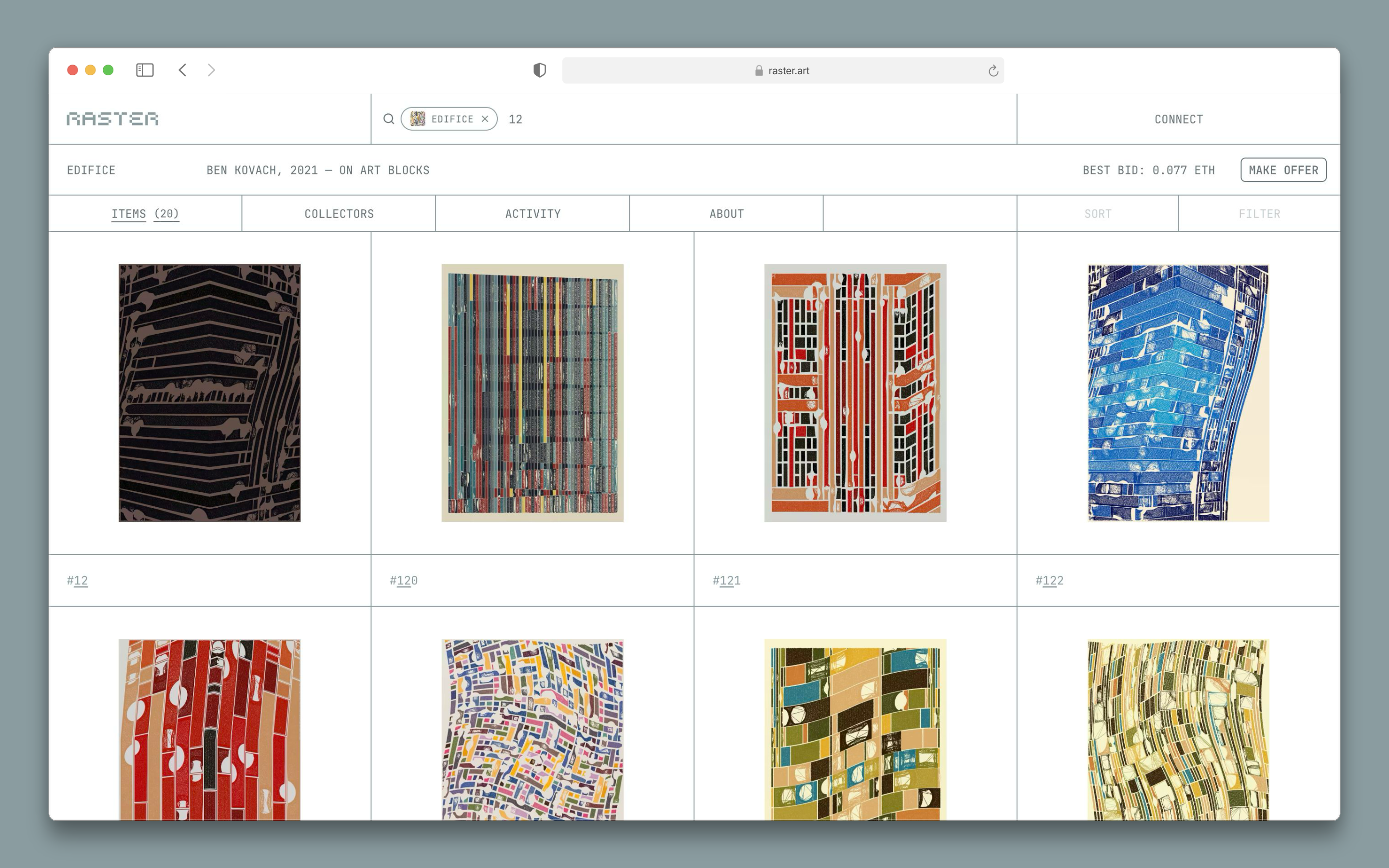 Raster search scoped to Edifice, showing matching tokens for the query 12.